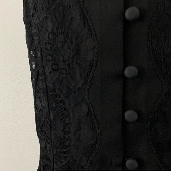 Goth Dark Academia Steampunk Pirate Black Lace Collared Sleeveless Waistcoat - Picture 6 of 15